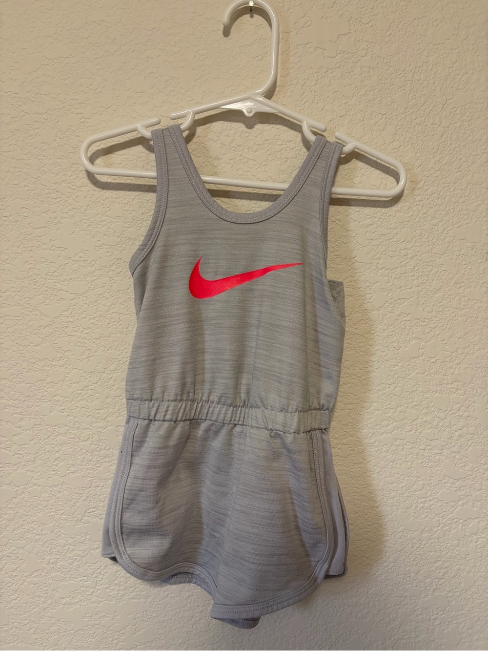 Nike Grey Tank Romper with Pink Swoosh